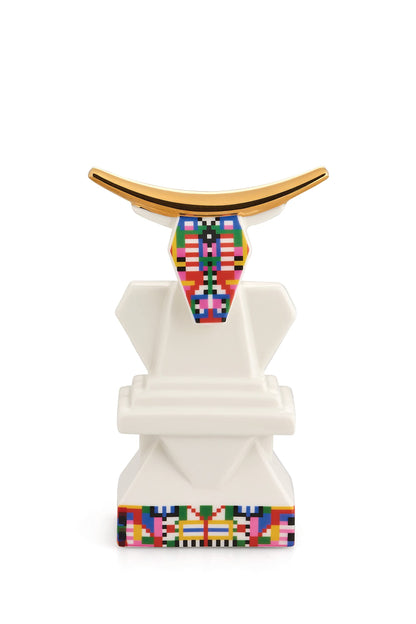 Alessi - Statuina Bue "Cow" per Presepe in Porcellana con Decalcomanie Applicate a Mano e Dettagli in Oro 24K