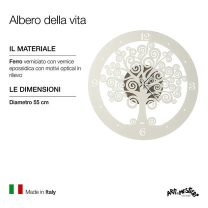 Arti & Mestieri - Orologio da Parete "Albero della Vita" Bronzo e Avorio 55cm