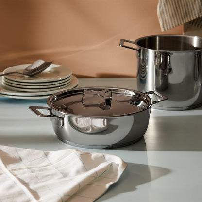 Alessi - Low Saucepan with Two Handles "Pots&amp;Pans" in Stainless Steel