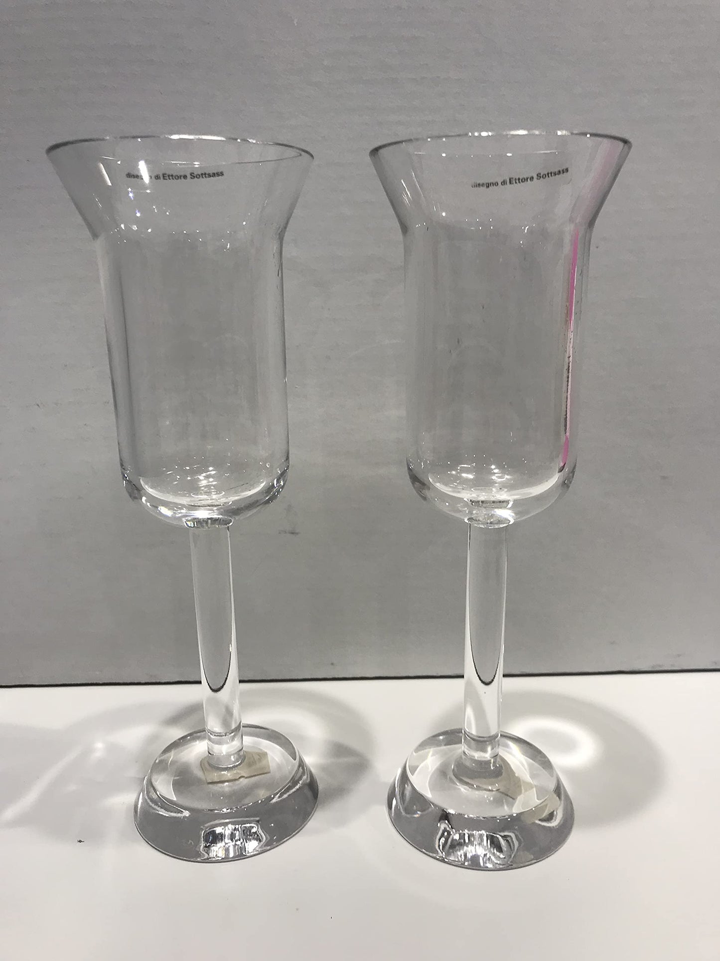 Arnolfo di Cambio - Pair of Crystal Flute/Amaro Glasses Design by Ettore Sottsass