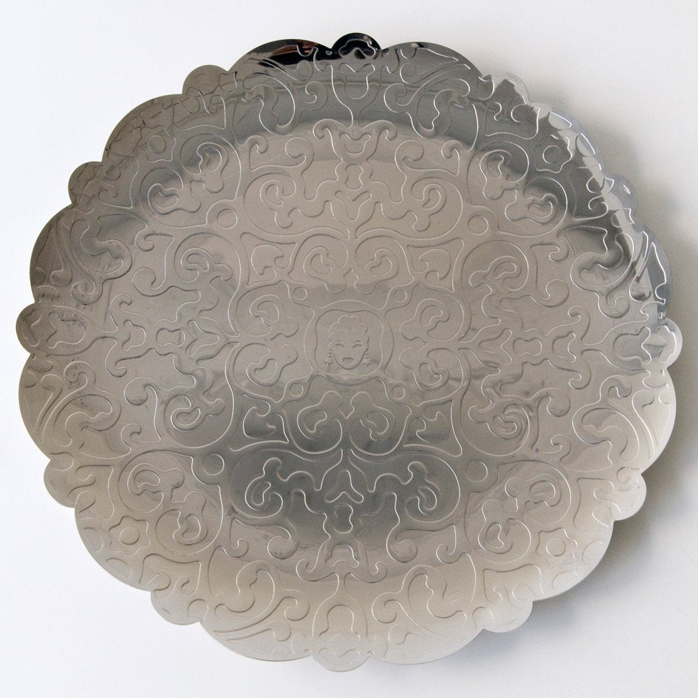 Alessi - Round Tray with Decoration in Stainless Steel