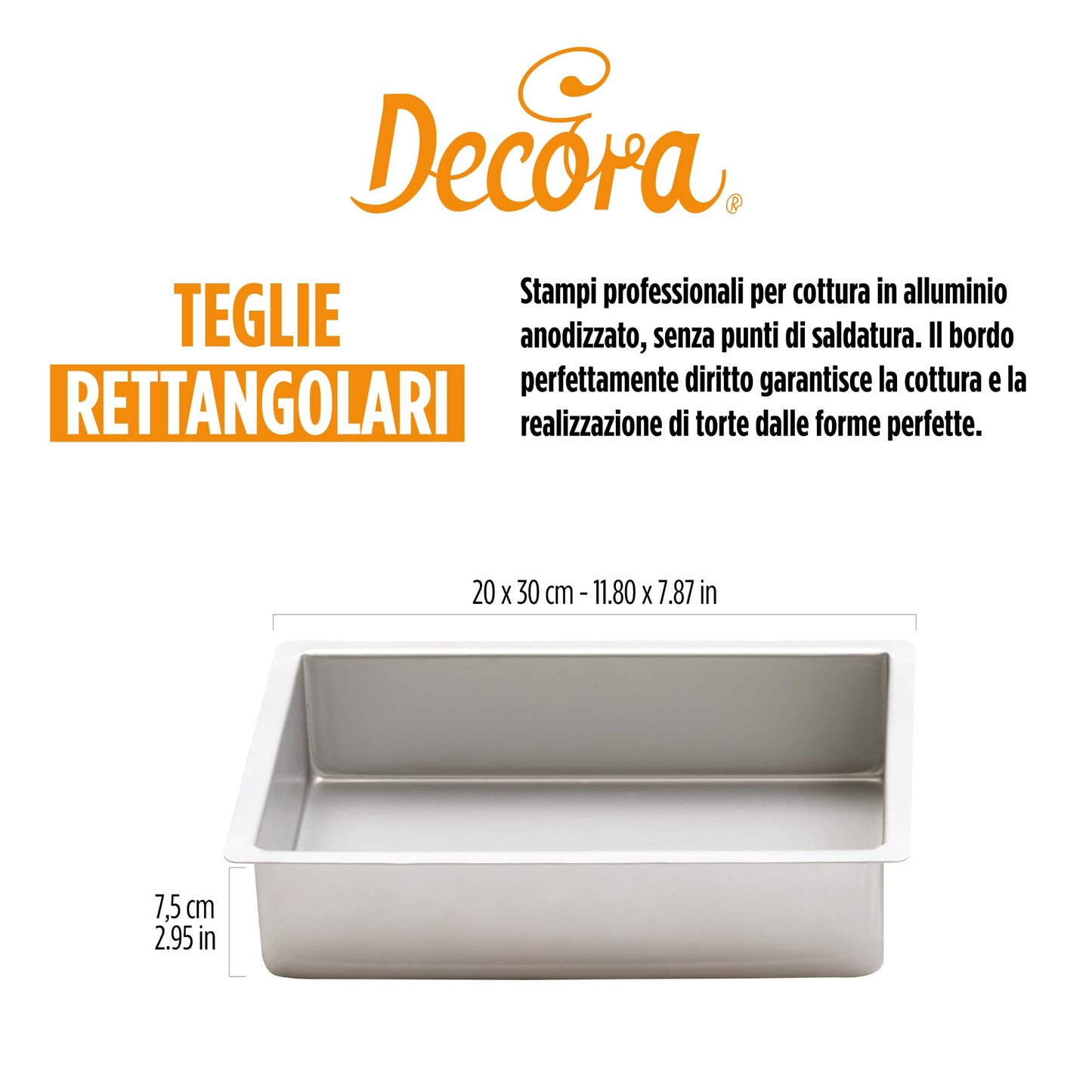 Decora - Teglia Professionale Rettangolare in Alluminio