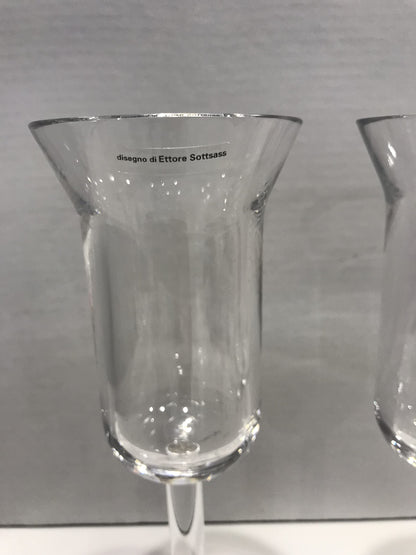 Arnolfo di Cambio - Pair of Crystal Flute/Amaro Glasses Design by Ettore Sottsass