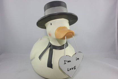 Baden Seaside Duck with Cylinder I'm in Love, 2 Pezzi, Dimensioni 20 x 16 cm, Multicolore