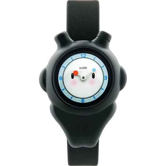 Alessi — Space-bimba AL23002 | Orologio da polso in poliuretano nero