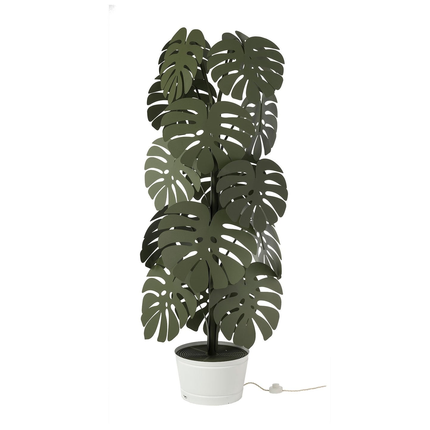 Arti & Mestieri lampada da terra Monstera grande verde salvia ferro battuto con 15 foglie decorative