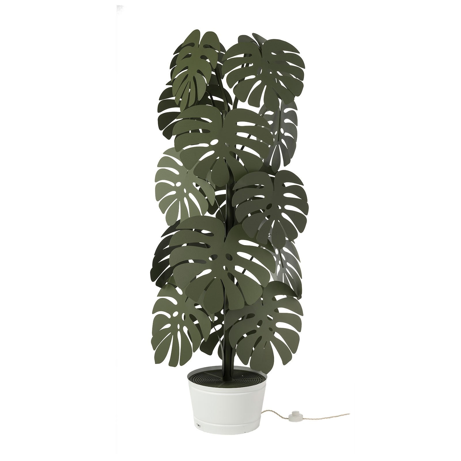 Arti & Mestieri lampada da terra Monstera grande verde salvia ferro battuto con 15 foglie decorative