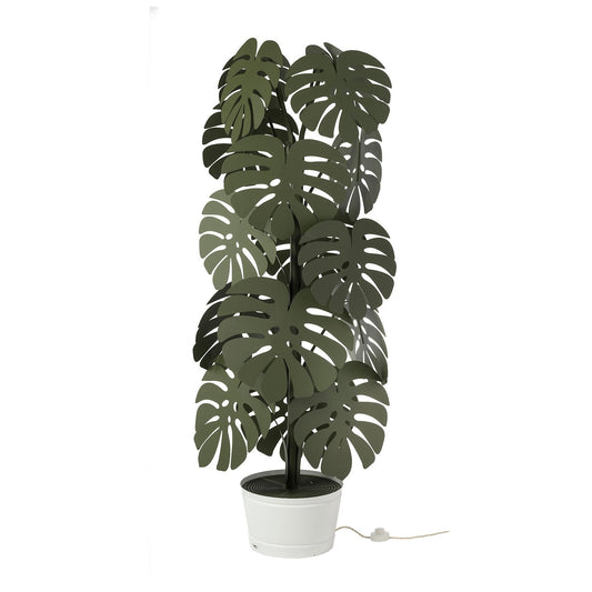 Arti & Mestieri lampada da terra Monstera grande verde salvia ferro battuto con 15 foglie decorative