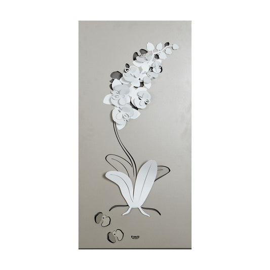 Arti & Mestieri pannello decorativo Orchidea colore sabbia e bianco in ferro lavorato artigianalmente