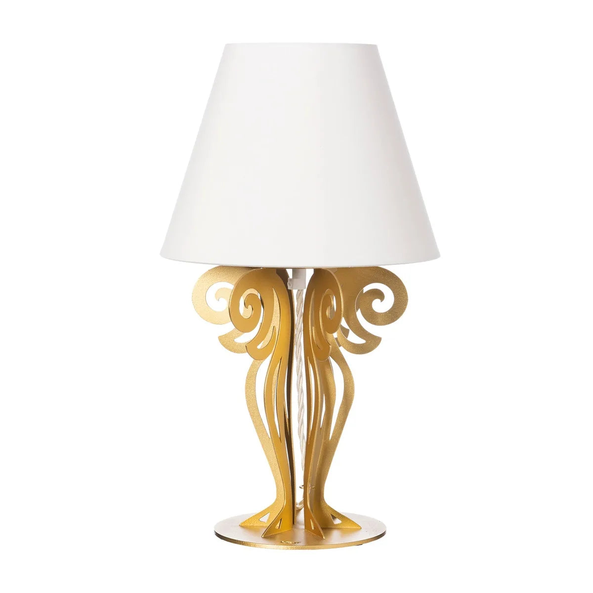 Arti & Mestieri Lampada Da Tavolo Circeo con paralume in ferro bianco marmo, bronzo e nero
