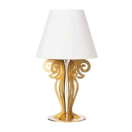 Arti & Mestieri Lampada Da Tavolo Circeo con paralume in ferro bianco marmo, bronzo e nero