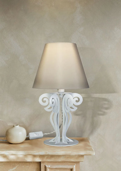 Arti & Mestieri Lampada Da Tavolo Circeo con paralume in ferro bianco marmo, bronzo e nero