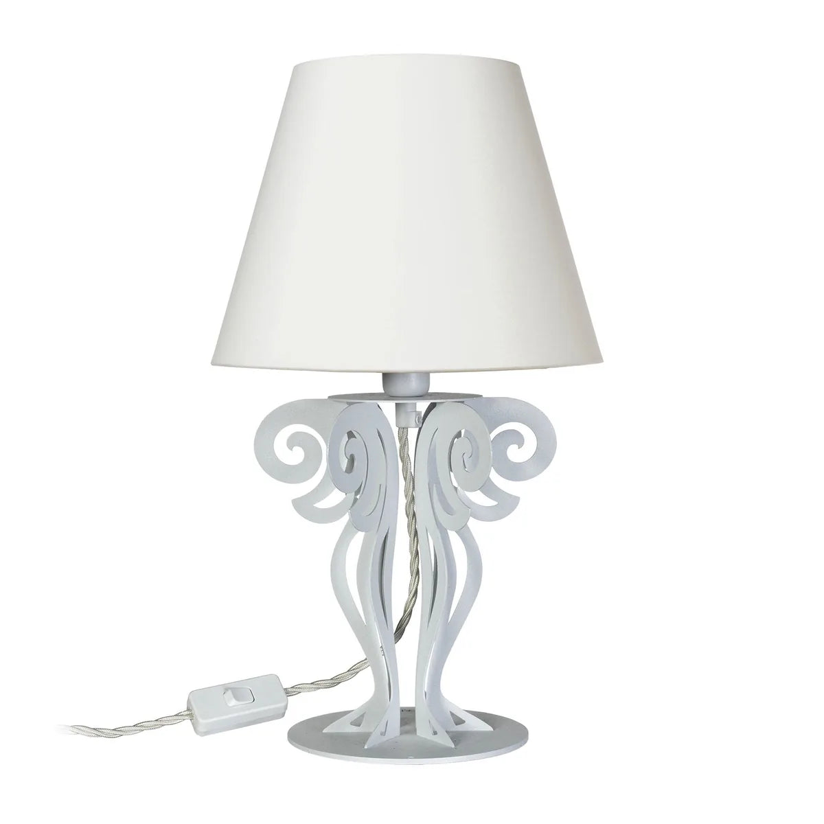 Arti & Mestieri Lampada Da Tavolo Circeo con paralume in ferro bianco marmo, bronzo e nero