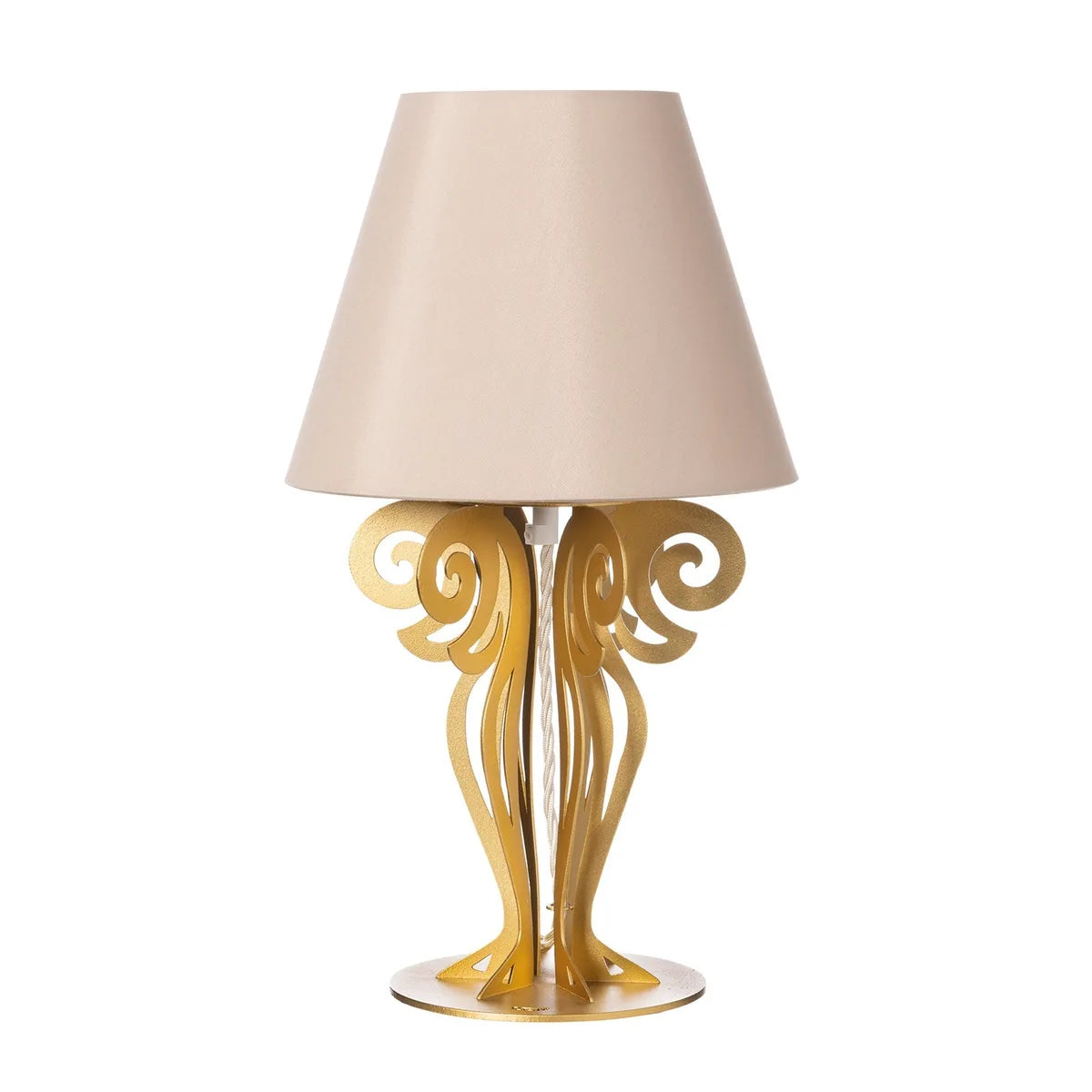 Arti & Mestieri Lampada Da Tavolo Circeo con paralume in ferro bianco marmo, bronzo e nero