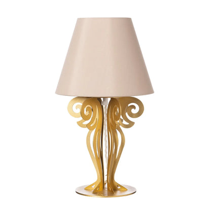Arti & Mestieri Lampada Da Tavolo Circeo con paralume in ferro bianco marmo, bronzo e nero