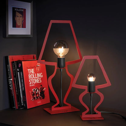 Arti & Mestieri Lampada Da Tavolo Design Silhouette Piccola ferro nero, rosso, bianco, oro trasparente