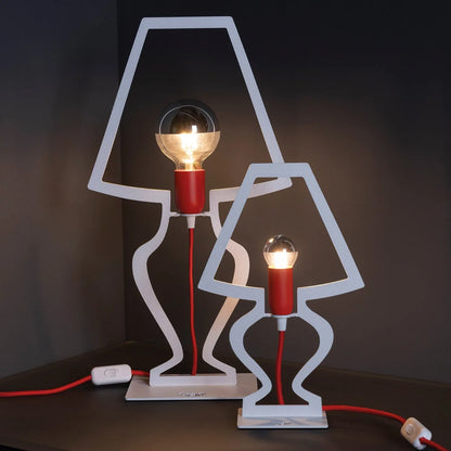 Arti & Mestieri Lampada Da Tavolo Design Silhouette Piccola ferro nero, rosso, bianco, oro trasparente