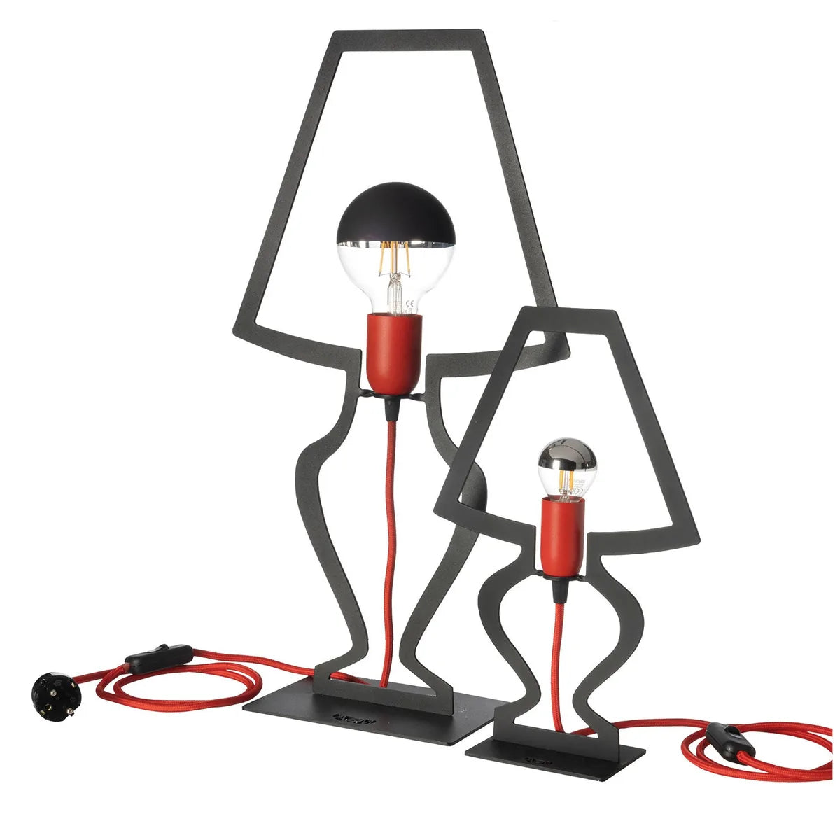 Arti & Mestieri Lampada Da Tavolo Design Silhouette Piccola ferro nero, rosso, bianco, oro trasparente