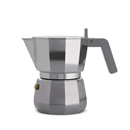 Alessi caffettiera moka DC06/3 alluminio grigio con manico in resina termoplastica, design David Chipperfield