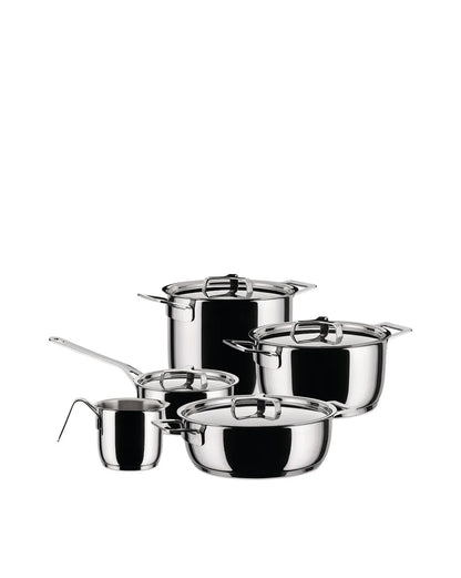 Alessi Set 9 Pentole con Coperchi in Acciaio Inox - Design Richard Sapper