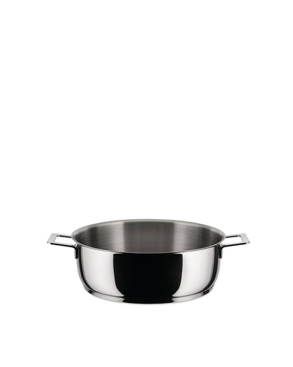 Alessi Pots&Pans casseruola bassa due manici acciaio inossidabile lucido diametro 24 cm