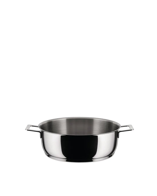 Alessi Pots&Pans casseruola bassa due manici acciaio inossidabile lucido diametro 24 cm