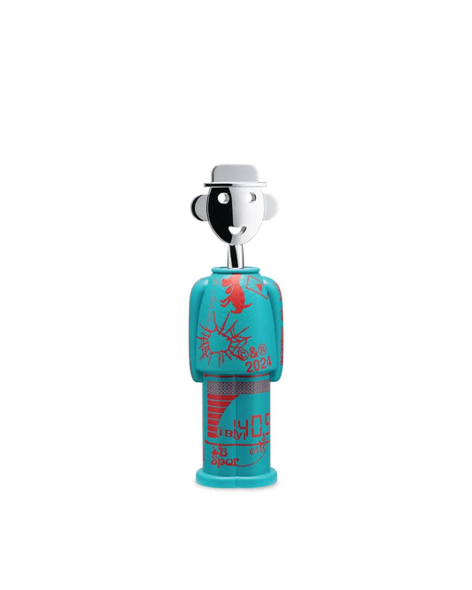 Alessi cavatappi Alessandro M in resina termoplastica e zama cromata, colori rosso blu azzurro