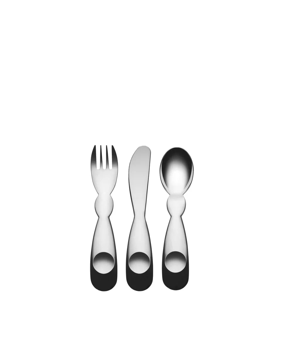 Alessi set posate Alessini bambino acciaio inox argento con cucchiaio forchetta coltello
