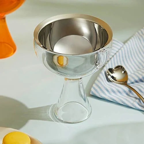 Alessi Big Love set coppa gelato e cucchiaino acciaio inossidabile rosa design Miriam Mirri