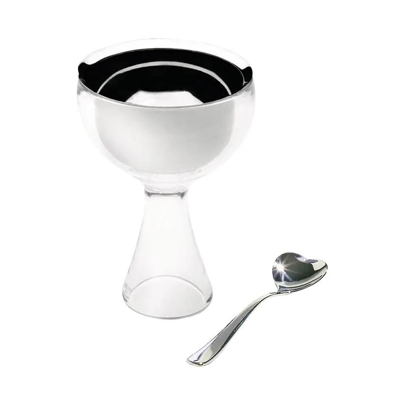 Alessi Big Love set coppa gelato e cucchiaino acciaio inossidabile rosa design Miriam Mirri