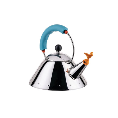 Alessi bollitore 9093/1 acciaio inossidabile 18/10 con uccellino Michael Graves azzurro chiaro