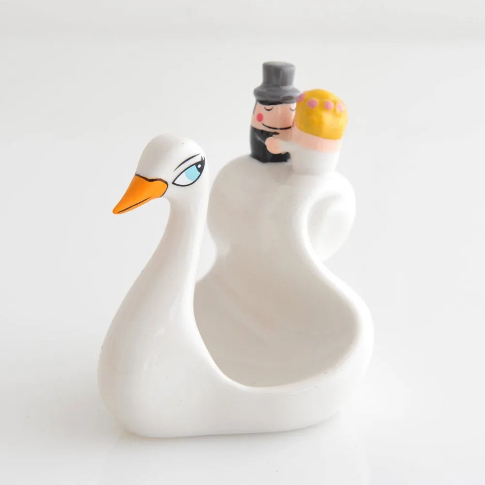 Alessi Bombo Lina Massimo Giacon cigno bianco decorato a mano - Stilmobili