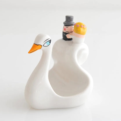 Alessi Bombo Lina Massimo Giacon cigno bianco decorato a mano - Stilmobili