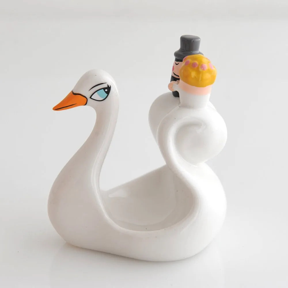 Alessi Bombo Lina Massimo Giacon cigno bianco decorato a mano - Stilmobili