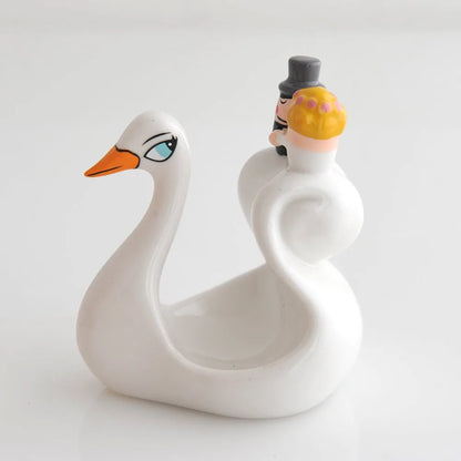 Alessi Bombo Lina Massimo Giacon cigno bianco decorato a mano - Stilmobili