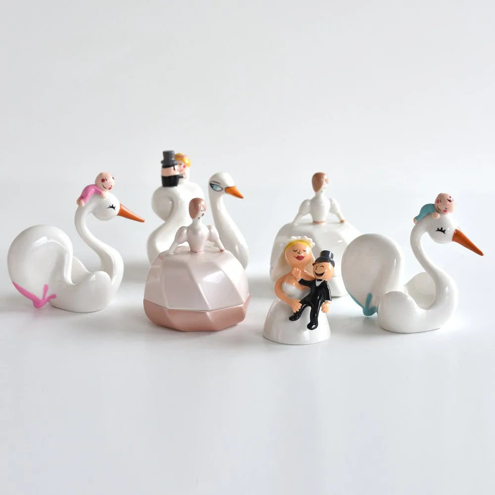 Alessi Bombo Lina Massimo Giacon cigno bianco decorato a mano - Stilmobili
