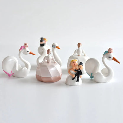 Alessi Bombo Lina Massimo Giacon cigno bianco decorato a mano - Stilmobili