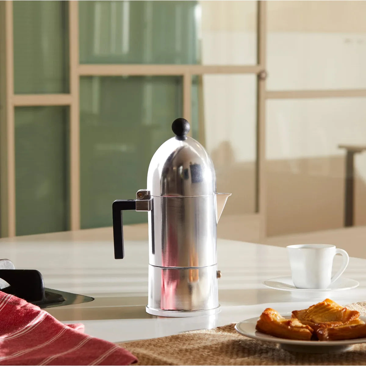 Alessi Caffettiera La Cupola moka in alluminio fusione design Aldo Rossi