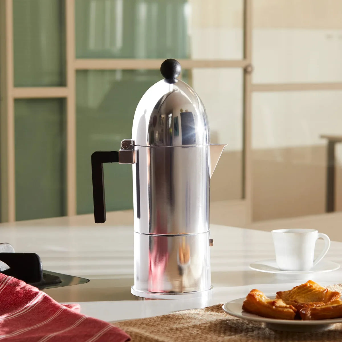 Alessi Caffettiera La Cupola moka in alluminio fusione design Aldo Rossi