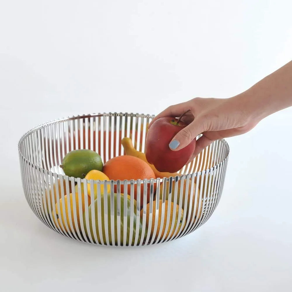 Alessi Fruttiera in acciaio inossidabile design Pierre Charpin, diametro 24 cm