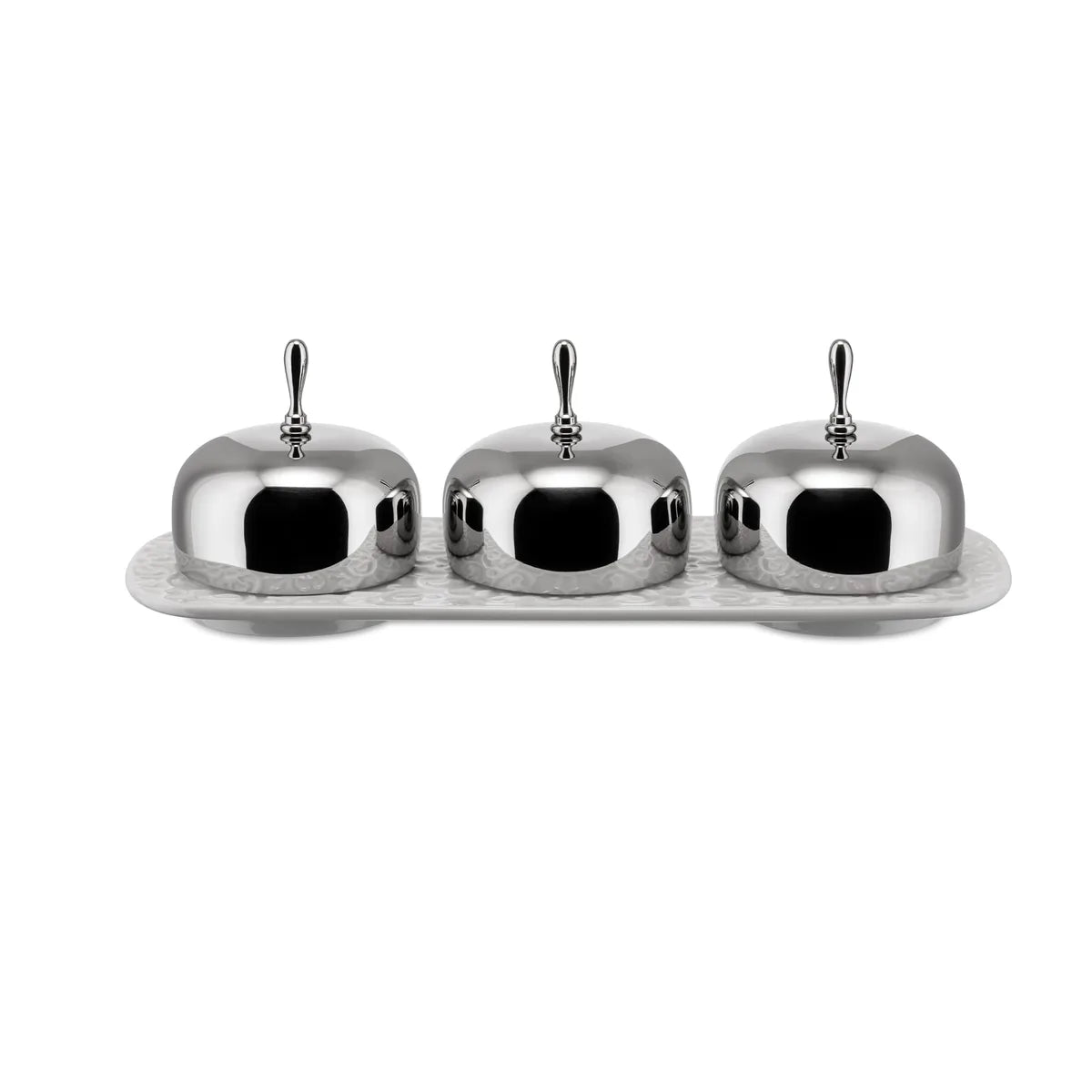 Alessi Set 3 Ciotole Marmellata Dressed porcellana bianca design Marcel Wanders