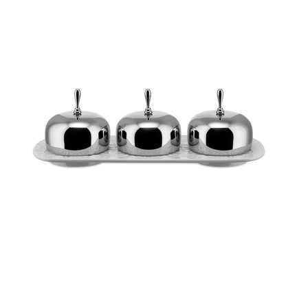 Alessi Set 3 Ciotole Marmellata Dressed porcellana bianca design Marcel Wanders
