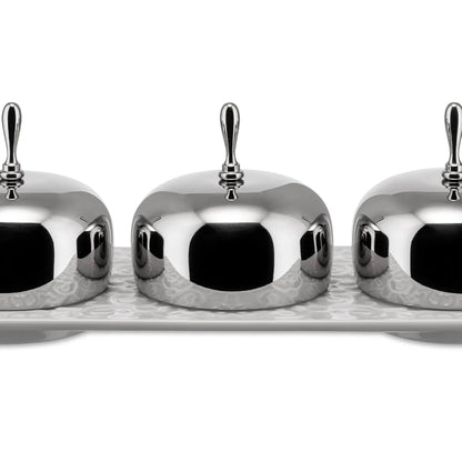 Alessi Set 3 Ciotole Marmellata Dressed porcellana bianca design Marcel Wanders