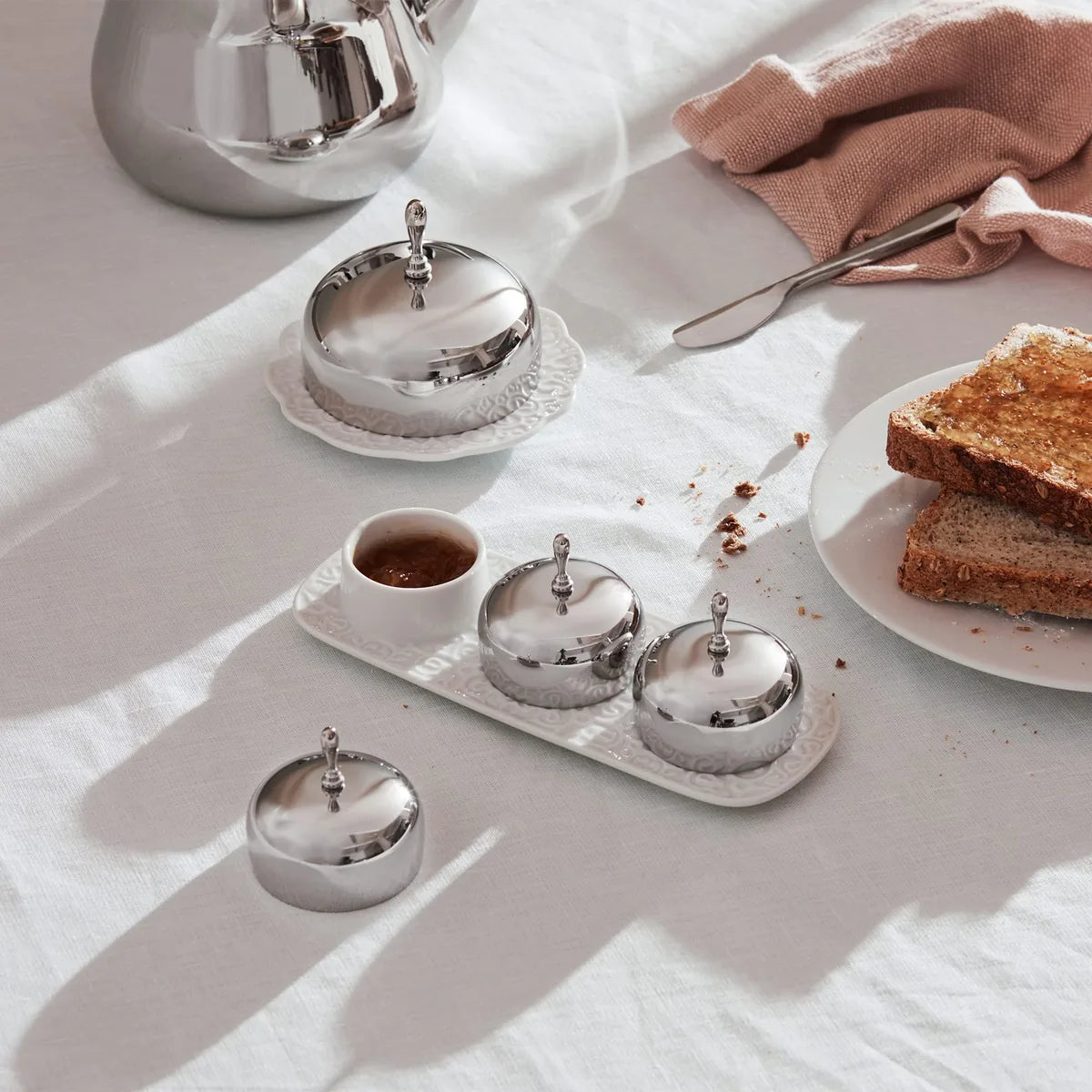 Alessi Set 3 Ciotole Marmellata Dressed porcellana bianca design Marcel Wanders