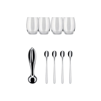 Alessi The Player set accessori cocktail acciaio inossidabile e vetro cristallino