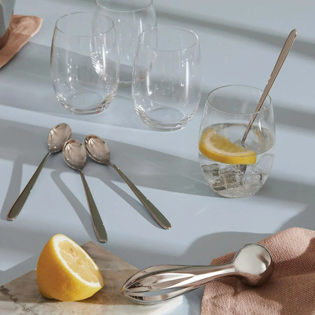 Alessi The Player set accessori cocktail acciaio inossidabile e vetro cristallino