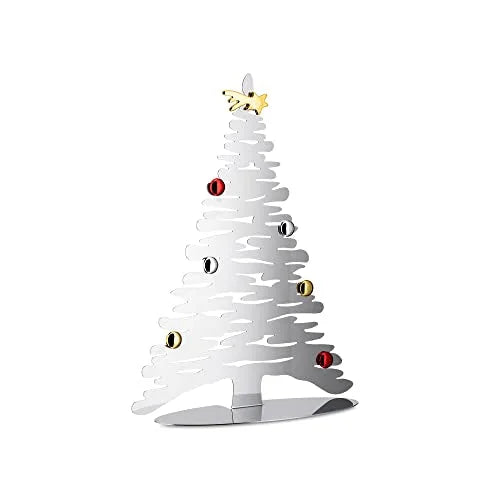 Alessi Albero di Natale in acciaio inossidabile, design Boucquillon & Maaoui, disponibile in acciaio lucido, bianco e rosso