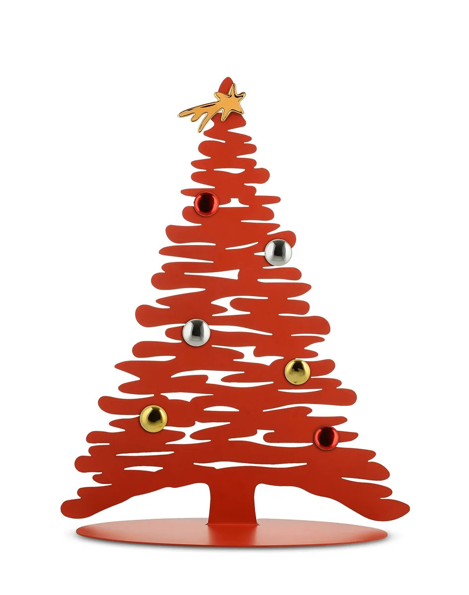 Alessi Albero di Natale in acciaio inossidabile, design Boucquillon & Maaoui, disponibile in acciaio lucido, bianco e rosso