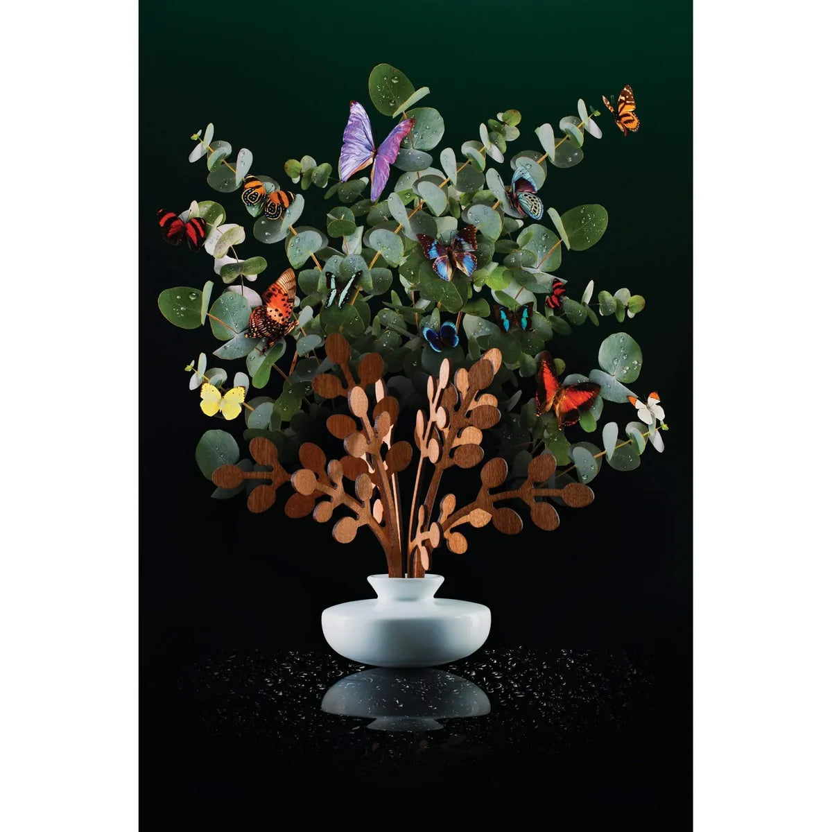 Alessi Diffusore a Foglia per Ambiente, porcellana e mogano, design Marcel Wanders