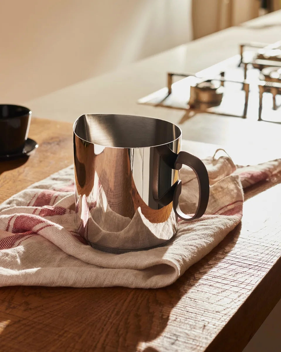 Alessi - Chauffe-lait « Edo » en acier inoxydable marron